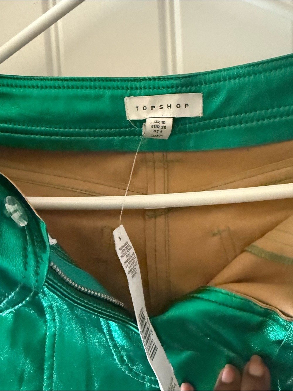 Topshop Shimmery Emerald Green Faux Leather Pants